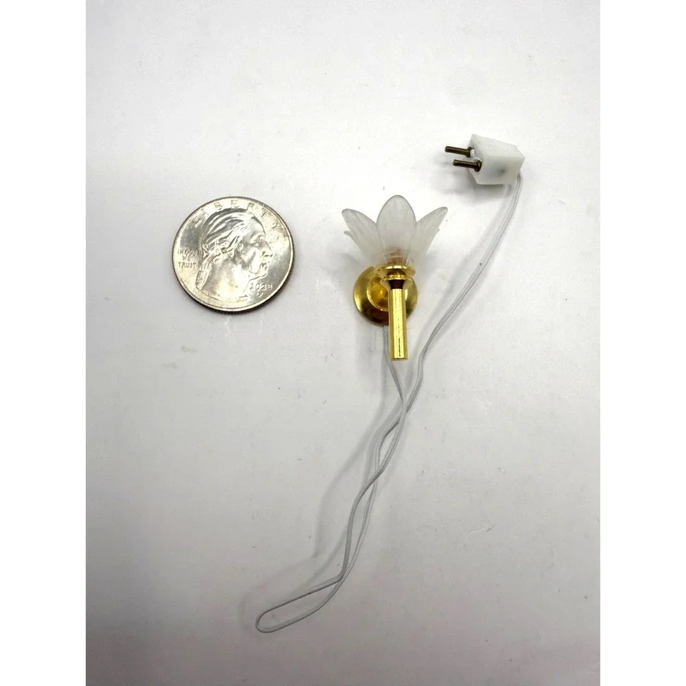 Dollhouse Miniature Wall Sconce • Brass-Tone •‎ Frosted Flower Shade